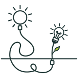 Two lightbulbs that look like plants